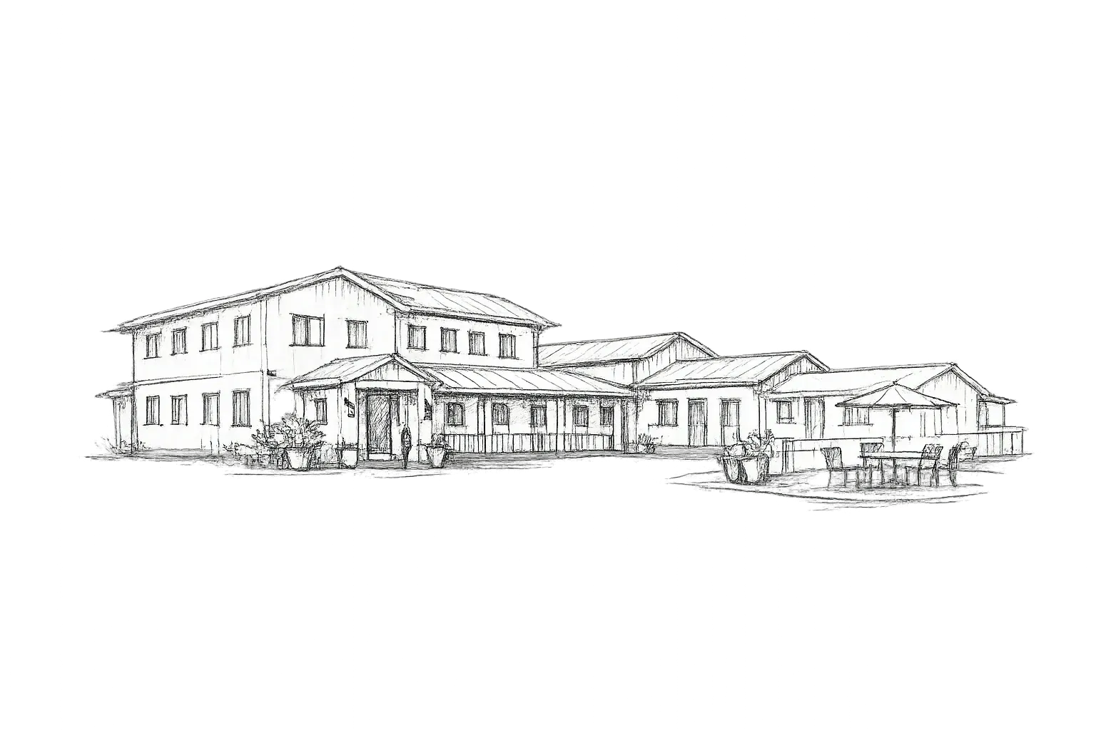 A modest independent lodging property with repeated guest-room architecture.